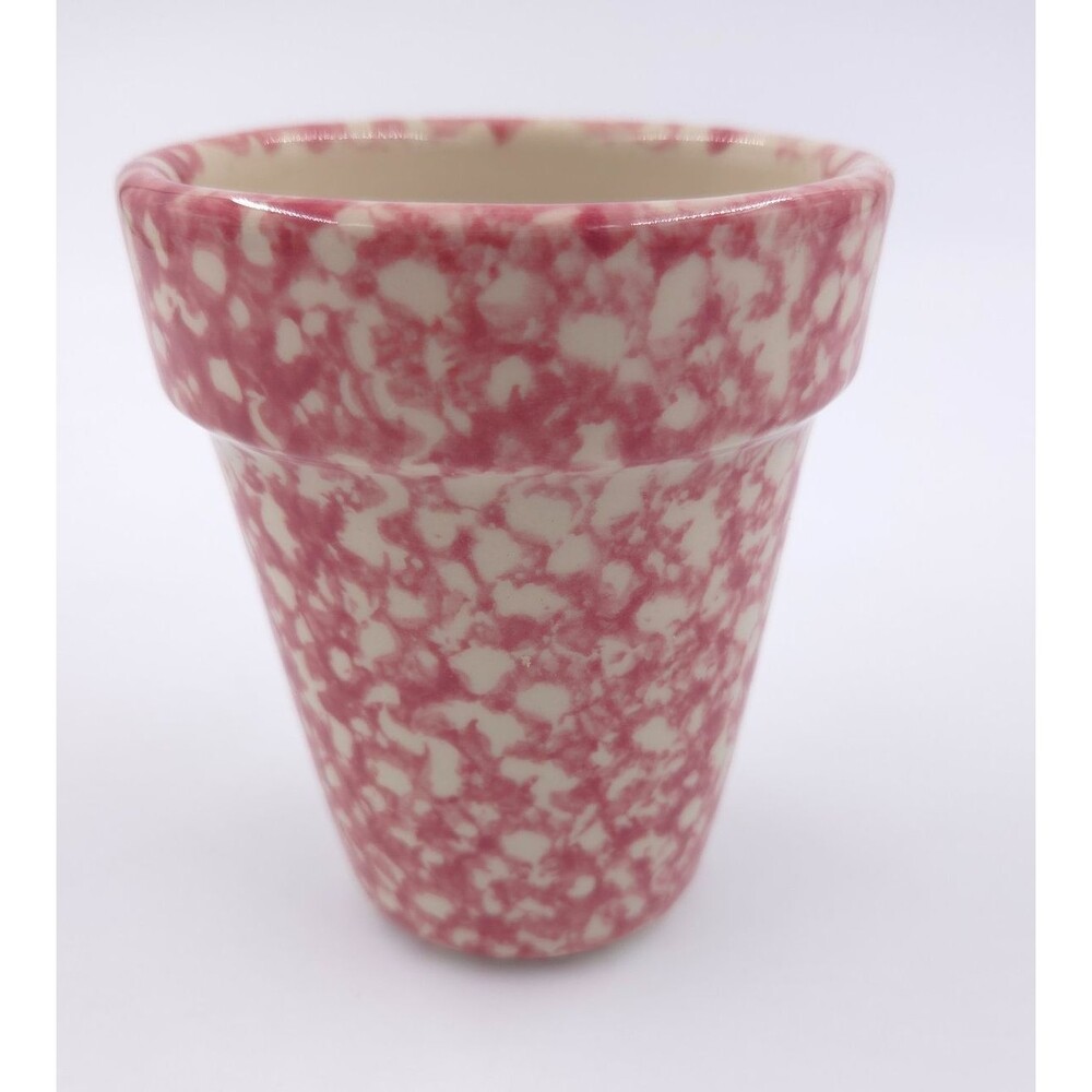 Gerald E Henn Workshops Roseville CRANBERRY Sponge Ware Flower Pot Herb Planter